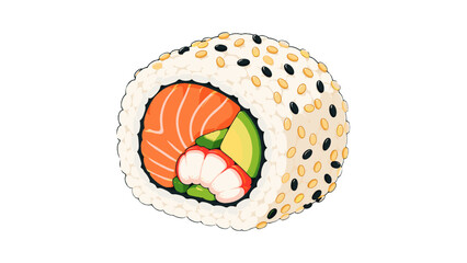 Vector sushi roll icon with salmon shrimp and avocado © Andrei