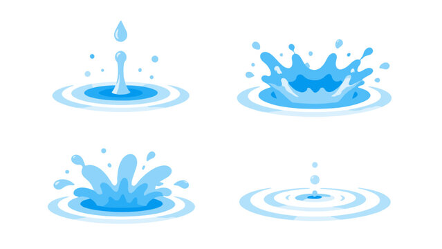 Blue water splash and ripple animation frames set
