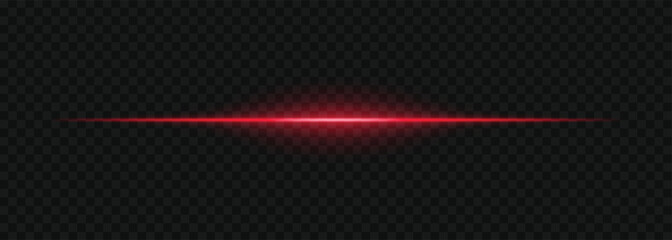 Thin red glowing light line beam. Neon line border sparkling with light ray flare isolated on transparent © Avijit Artworks