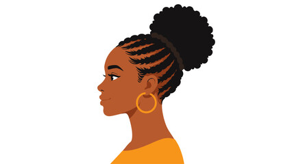 Profile portrait of a woman with braided hair bun illustration © Andrei