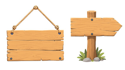 Wooden sign boards and directional plank signpost vector set © Andrei