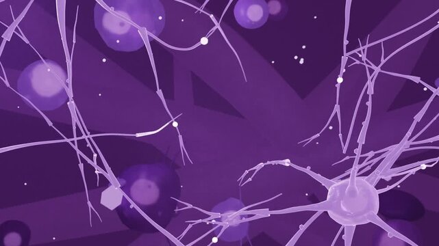 Pulling back view revealing neural net soma at center, highlighting beads moving along branches