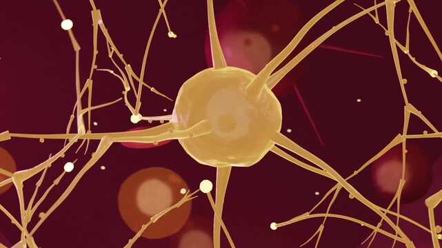 Rotating central neuron soma sending signaling pulses starting at soma along dendrites in lab view