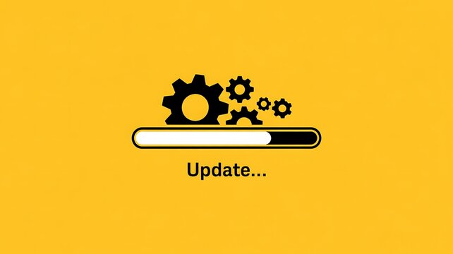 Loading, update, progress bar, gear icons, software update, technology concept