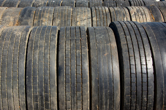 Stacked Heavy Vehicle Truck Tires Pattern Texture