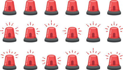Set of red emergency sirens, various warning lights, flashing alarm light vector illustration collection. Vector Illustration © Abdul