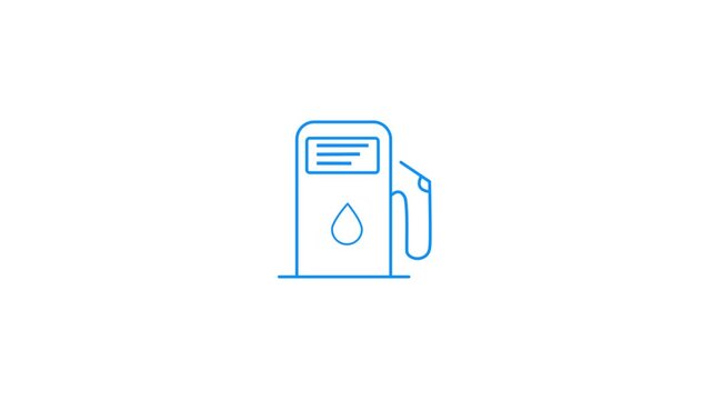 Fuel gas station line icon concept. Fuel gas station flat vector symbol, sign, icon line motion graphic fuel pump