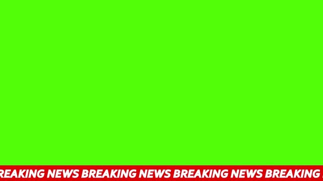 Animated breaking news lower third on green background. Suitable to place on content about news, etc.