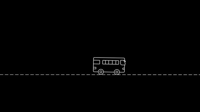 Bus line icon driving loop animation on green screen background for overlay and motion graphics use
