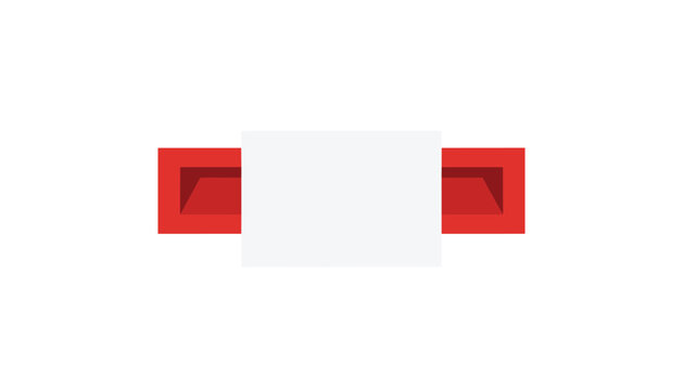 Minimalist red horizontal slot design featuring a white rectangle shape isolated on a plain white background for UI or graphic interfaces.