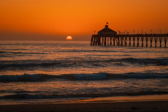 Sunset over the Pacific Ocean in Imperial Beach, California