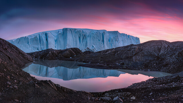 Majestic Antarctic Oasis Dry Valley Meltwater Lake Polar Sunset