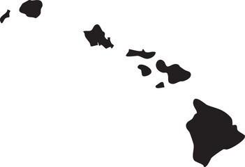 Minimalist black silhouette map of the Hawaiian islands a simple vector outline representing the US state of Hawaii isolated on white background © Faizan