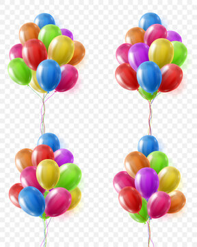 Vector colorful balloons isolated on transparent png background