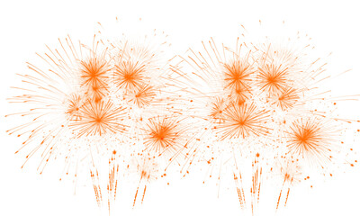 Obraz premium Orange fireworks exploding across checkered transparent background.
