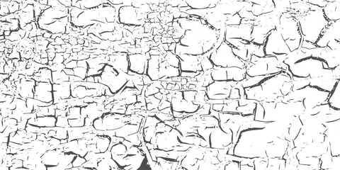 Obraz premium Monochrome cracked paint vector pattern featuring detailed vintage surface texture with distressed crackle effect for artistic background design and weathered industrial graphic elements in retro 