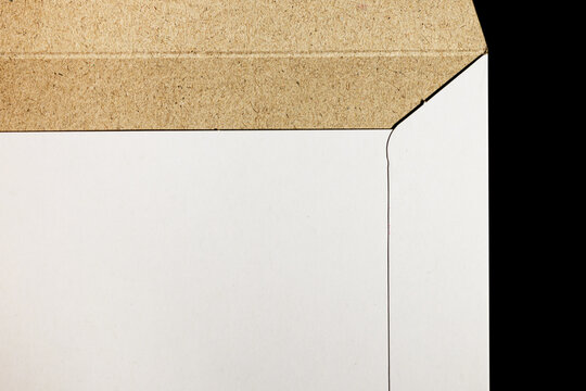Close up shot of the front of a white card stock envelope
