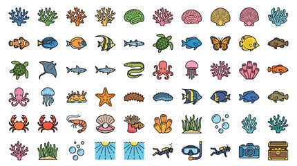 Marine Life and Ocean Icon Set © Aan