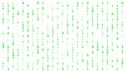Green binary code numbers scattered on transparent background, digital technology pattern © Karam