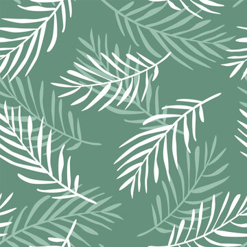 Vector seamless pattern with hand drawn palm leaves. Cute jungle design for textile, backgrounds, wallpaper, wrapping paper, digital prints.