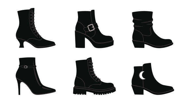 Collection of Black Boot Silhouettes Various Styles