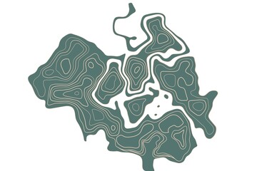 Illustrated Map Outline of Country with Coastal Border and Mountainous Terrain © Siddiqui