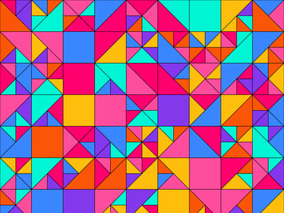 Fototapeta premium Bold Tangram Geometric Puzzle Abstract Pattern Background