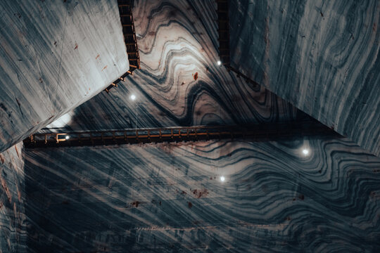 Huge underground caves of the biggest salt mine and respiratory treatment center in Slanic Prahova Romania