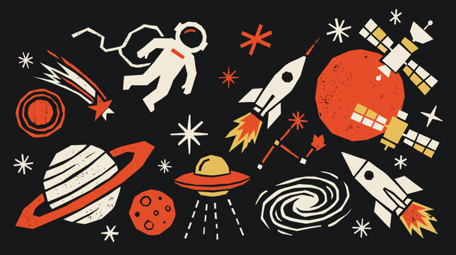 A space elements hand draw