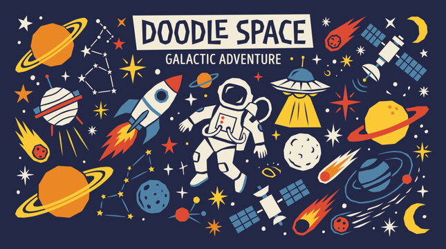 space rocket seamless pattern