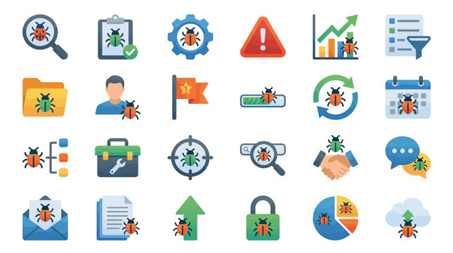 Software Debugging and Bug Tracking Icon Set