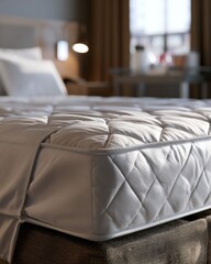 Fototapeta premium Hotel Mattress with Protective Zippered Encasement in Soft Natural Light