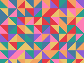 Fototapeta premium Geometric Quilt Triangle Grid Vibrant Abstract Backdrop