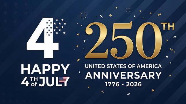 Happy 4th of July 250th Anniversary United States of America 1776-2026