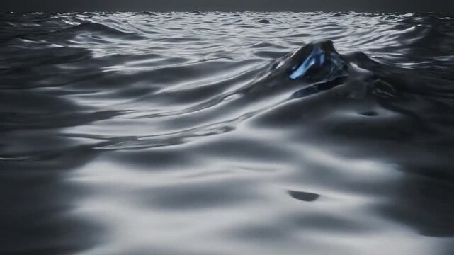 Dark turbulent ocean waves with subtle reflections of light creating a dramatic and moody atmosphere suggesting a storm or rough seas in a monochrome palette
