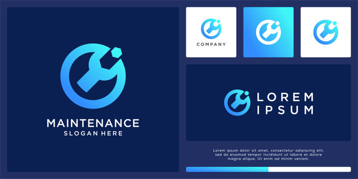 Tech maintenance logo design template
