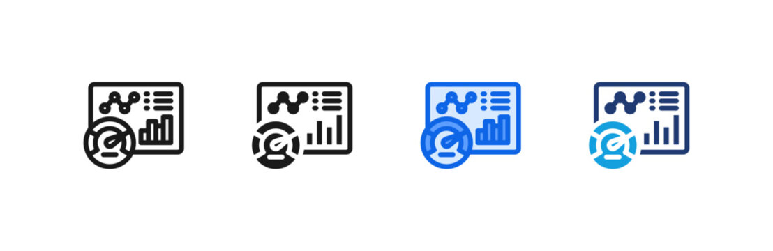 Assessment Dashboard Monitor Interface Icon multiple style collection. Vector illustration.