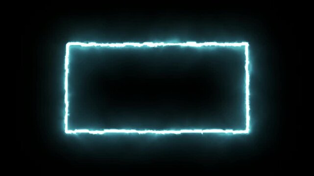 rectangle frame icon animation glowing neon pink and blue color bordar frame display box round shape retro screen photo frame rotation seamless footage line movement on black background.
