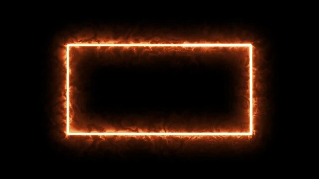 rectangle frame icon animation glowing neon pink and blue color bordar frame display box round shape retro screen photo frame rotation seamless footage line movement on black background.