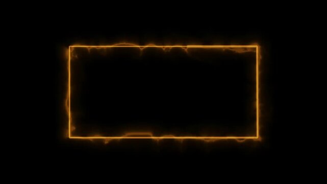 rectangle frame icon animation glowing neon pink and blue color bordar frame display box round shape retro screen photo frame rotation seamless footage line movement on black background.
