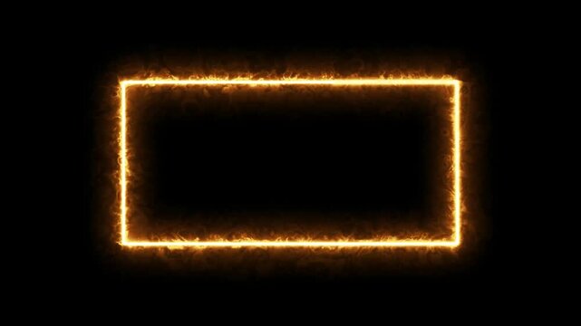rectangle frame icon animation glowing neon pink and blue color bordar frame display box round shape retro screen photo frame rotation seamless footage line movement on black background.