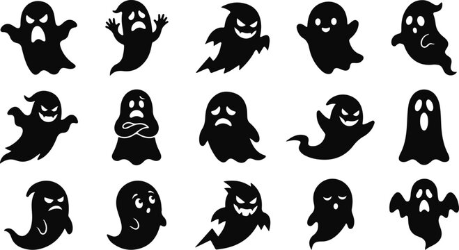 Halloween vector bundle 15 spooky ghost silhouettes for decoration