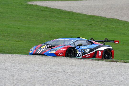 Scarperia, Italy - September 14th 2025: Lamborghini Huracan GT3 EVO 2 of Team STAR PERFORMANCE drive by Spengler in action during Italian Championship GT Endurance race event at Mugello Circuit.