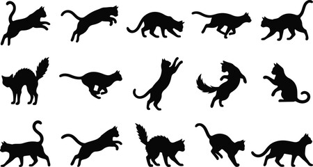 Fototapeta premium Halloween vector bundle black cat silhouettes for spooky designs and october celebrations