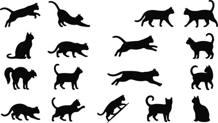 Fototapeta premium Halloween vector bundle black cat silhouettes for spooky decor and design