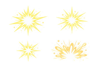 Fototapeta premium Golden starburst light flare and explosion effect set
