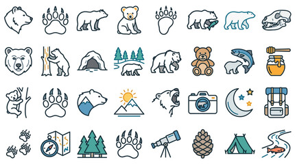 Bear and Wilderness Icon Set © aan