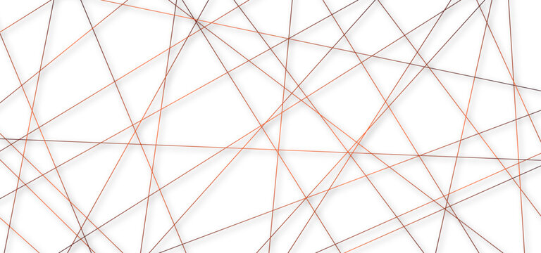 Abstract Orange Intersecting Line Pattern on White Minimal Geometric Background. Minimal White Background with Elegant Orange Geometric Crossing Lines. 