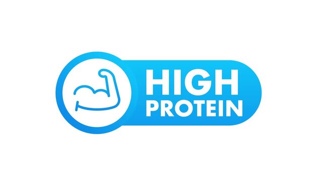 High protein label with muscle icon animation