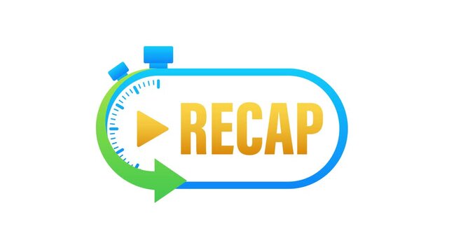 Animated recap button icon with timer on a white background